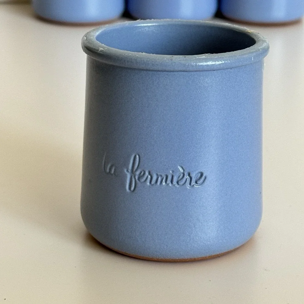 La‎ Fermière Periwinkle Stoneware Yogurt Pots Ramekins Set of 5 France